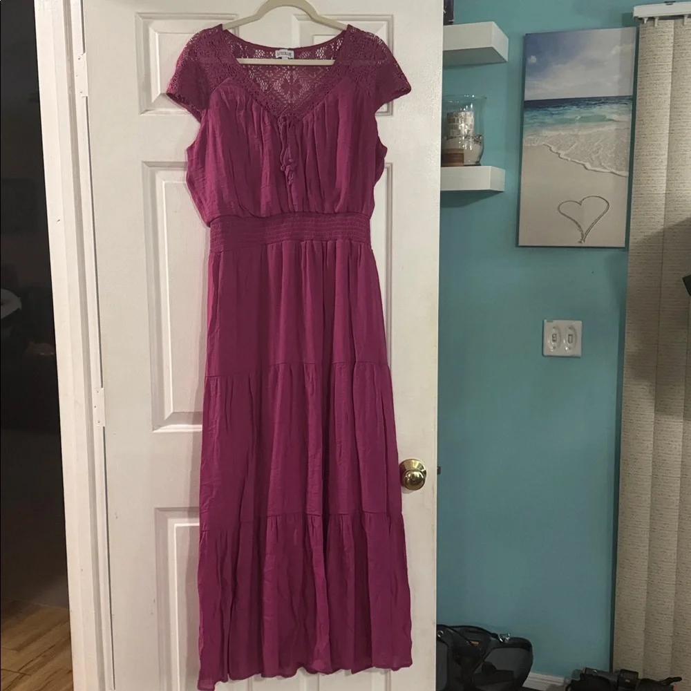 Luxology Fuchsia Lace Dress - Picture 1 of 6
